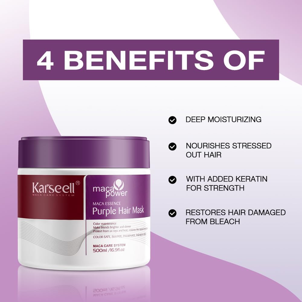 Karseell 500ml Purple Hair Mask with Maca Essence - Nourish & Brighten Hair