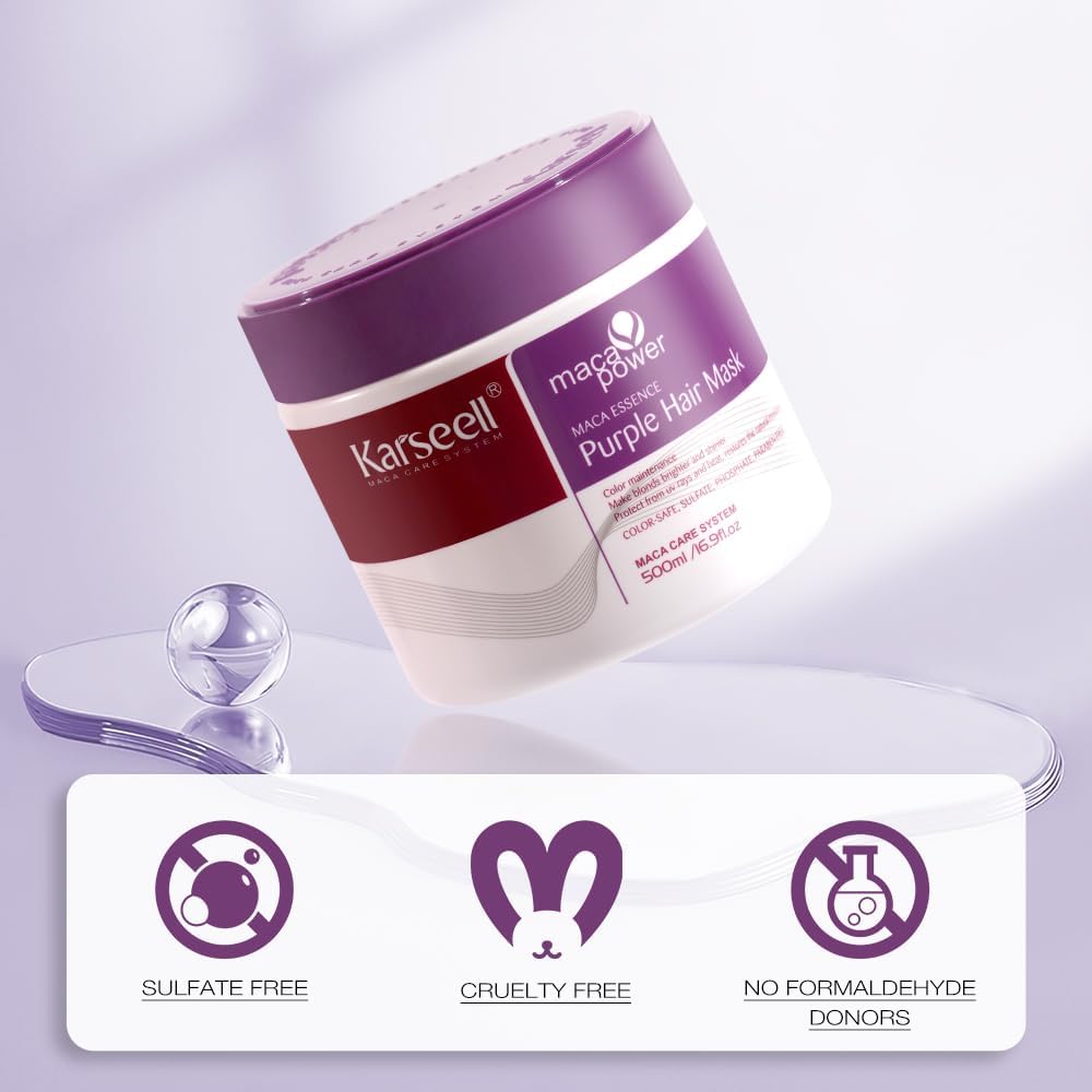 Karseell 500ml Purple Hair Mask with Maca Essence - Nourish & Brighten Hair
