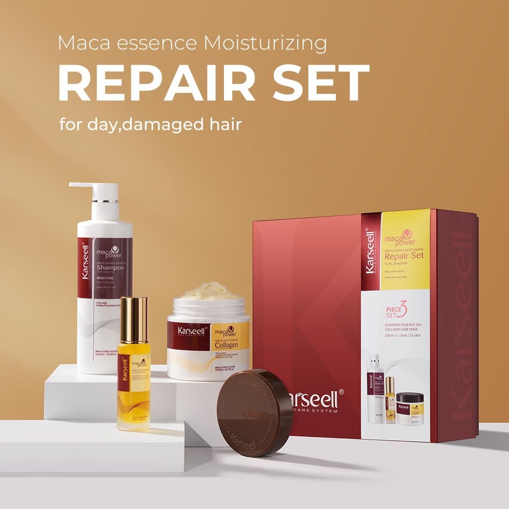 Karseell Hair mask Set: Collagen Mask 500ml, shampo & Argan Oil
