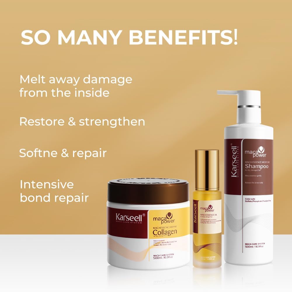 Karseell Hair mask Set: Collagen Mask 500ml, shampo & Argan Oil