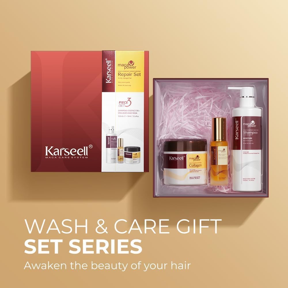 Karseell Hair mask Set: Collagen Mask 500ml, shampo & Argan Oil