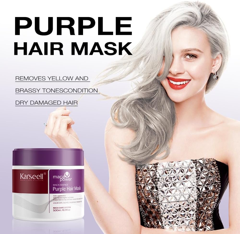 Karseell 500ml Purple Hair Mask with Maca Essence - Nourish & Brighten Hair