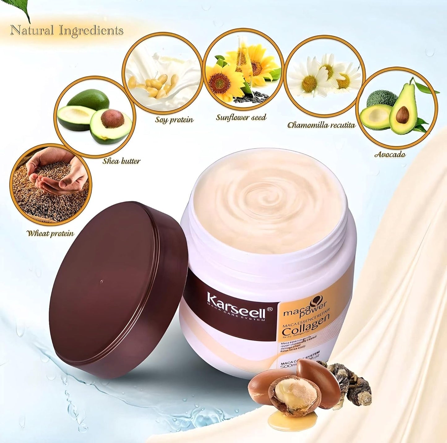 Karseell Hair Repair Set: Shampoo, Conditioner & Maca Collagen Mask 50.7oz