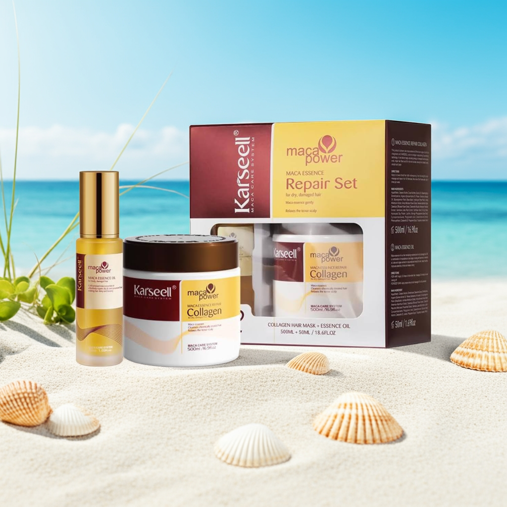 Karseell collageen maca essentie haar reparatie set - 500 ml masker en 50 ml olie