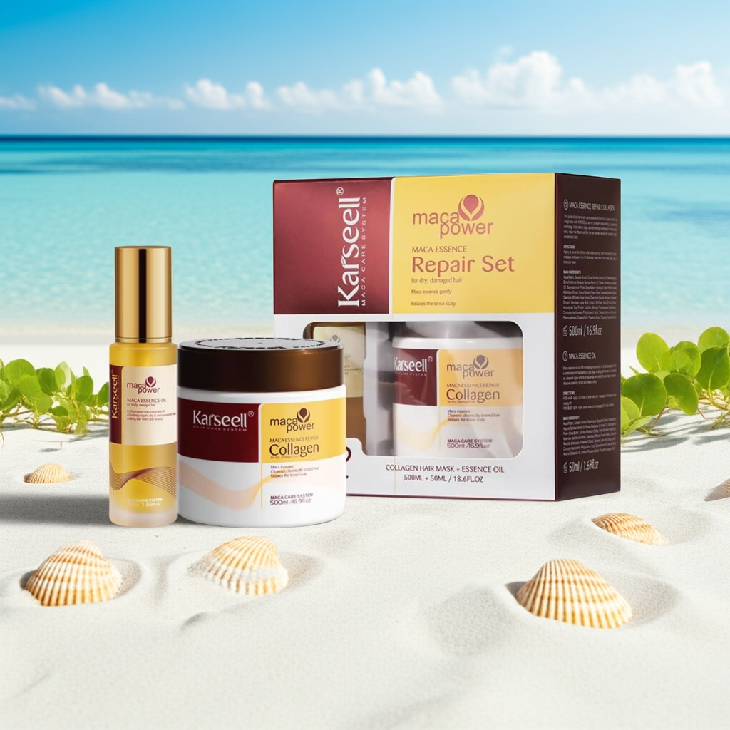 Karseell collageen maca essentie haar reparatie set - 500 ml masker en 50 ml olie