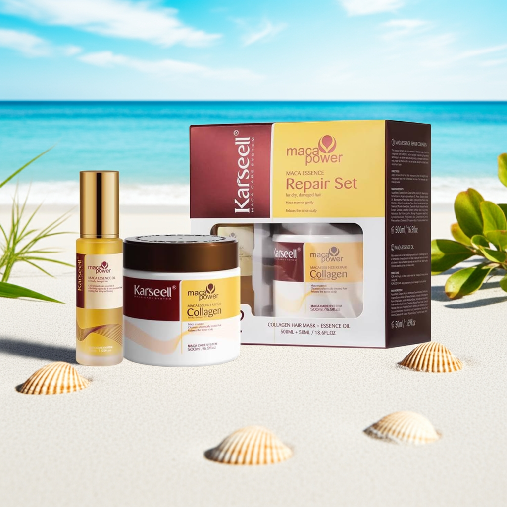 Karseell collageen maca essentie haar reparatie set - 500 ml masker en 50 ml olie