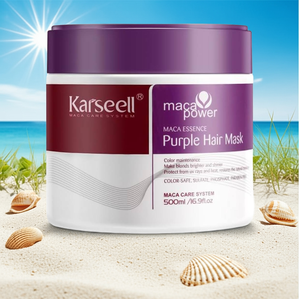 Karseell 500 ml paars haarmasker met maca -essentie - voeden en falen haar