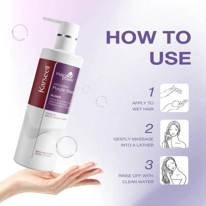 Karseell 500ml Purple Shampoo with Maca Essence - Deep Moisturizing for Blonde & Grey Hair