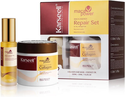 Karseell Collagen Maca Essence Hair Repair Set - 500ml Mask & 50ml Oil