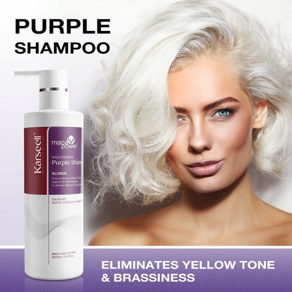 Karseell 500ml Purple Shampoo with Maca Essence - Deep Moisturizing for Blonde & Grey Hair