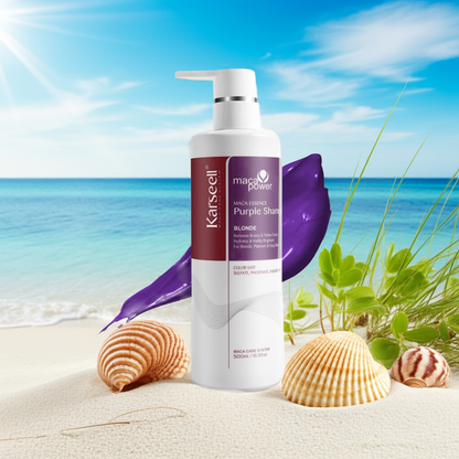 Karseell 500 ml paarse shampoo met maca essentie - diep hydraterend voor blond en grijs haar