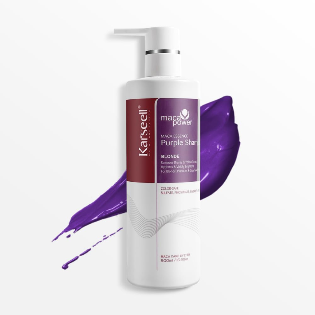 Karseell 500ml Purple Shampoo with Maca Essence - Deep Moisturizing for Blonde & Grey Hair